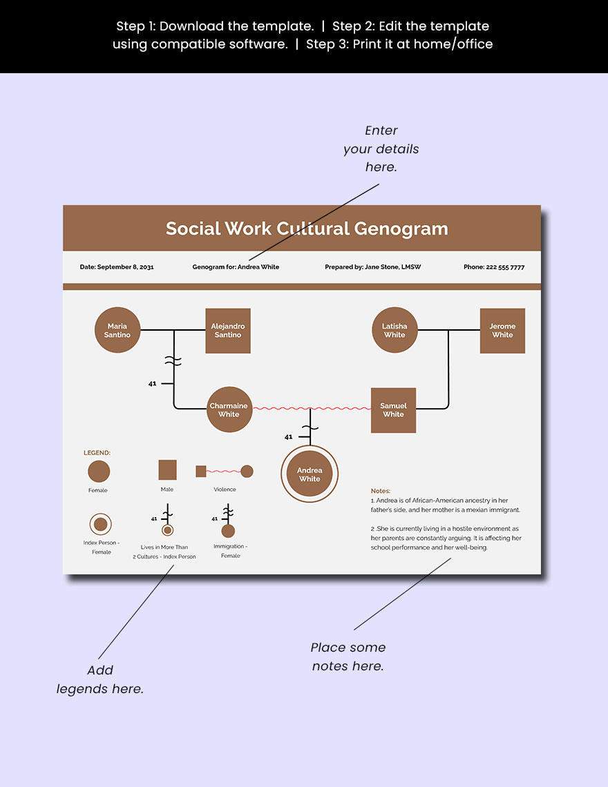 Social Work Cultural Genogram Template