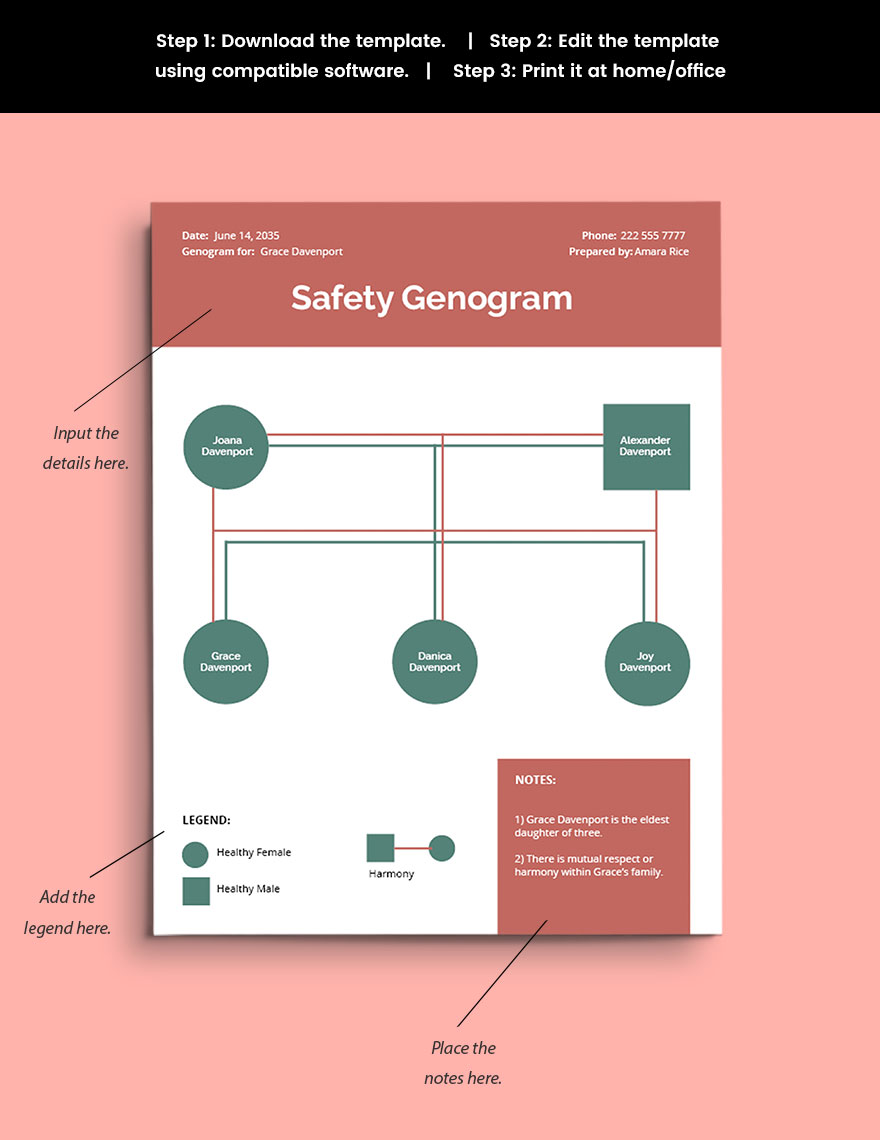 Sample Safety Genogram Template