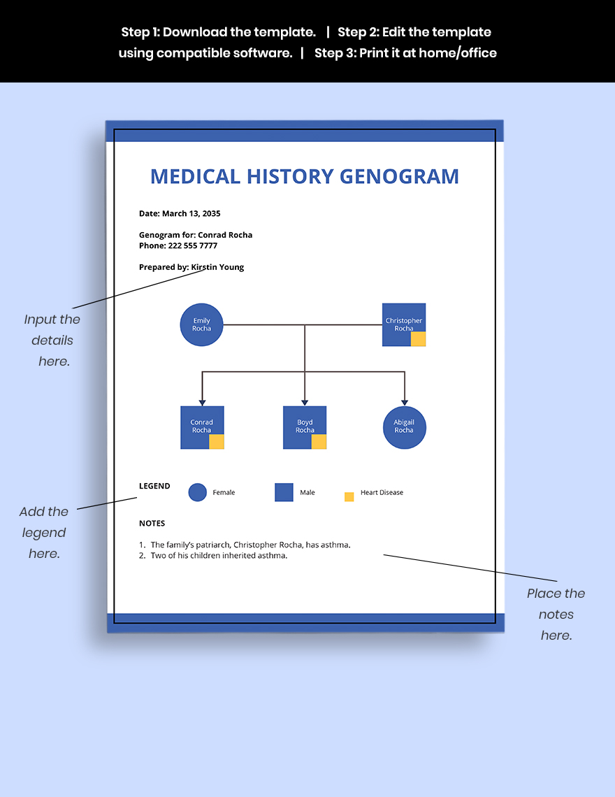 Medical History Genogram Template