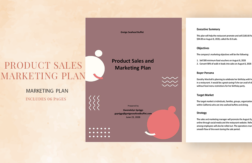 Product Sales And Marketing Plan Template