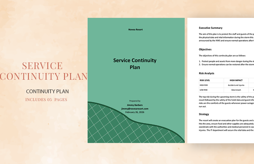 Sample Service Continuity Plan Template
