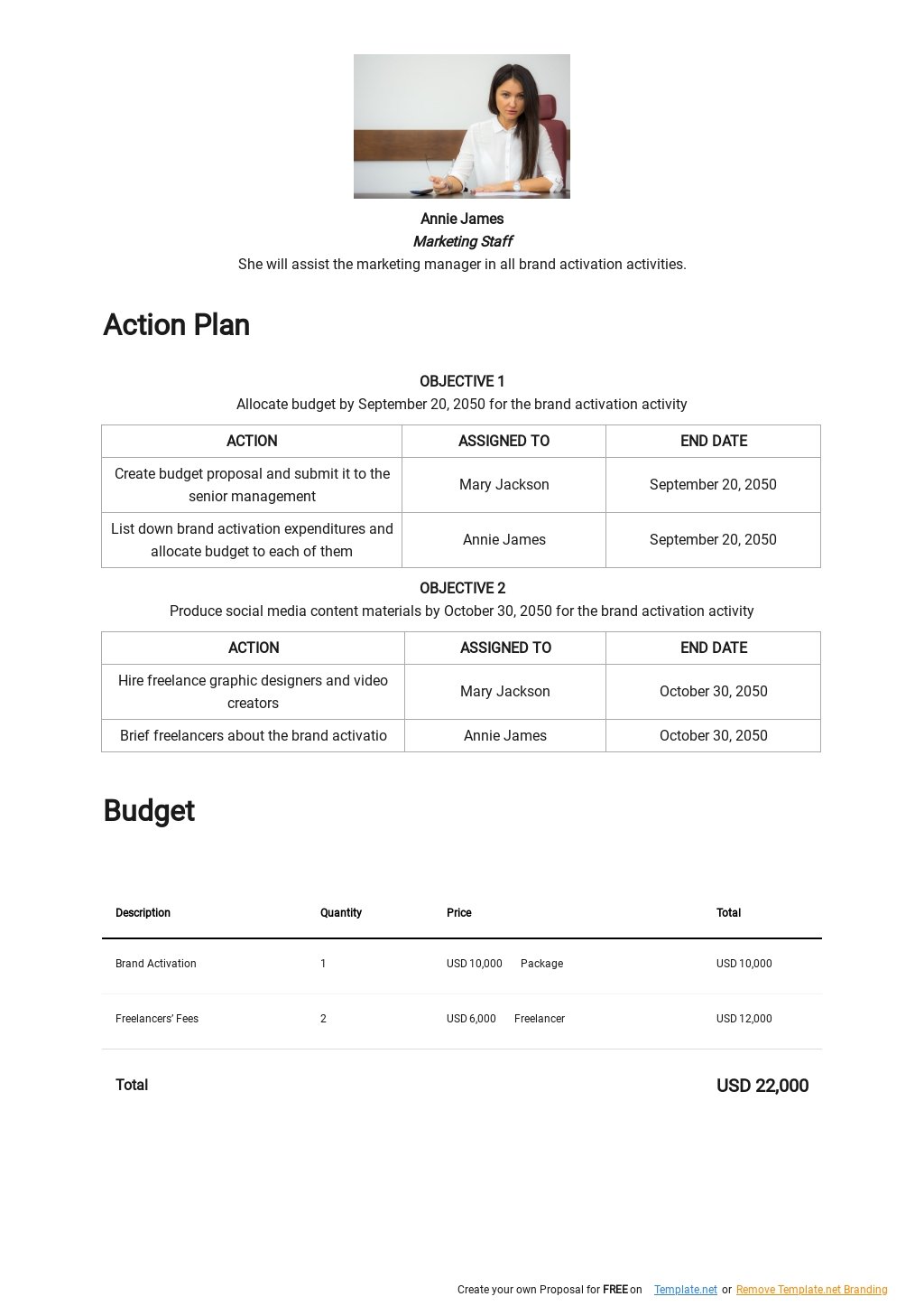 Brand Activation Plan Format Template in Google Docs, Word