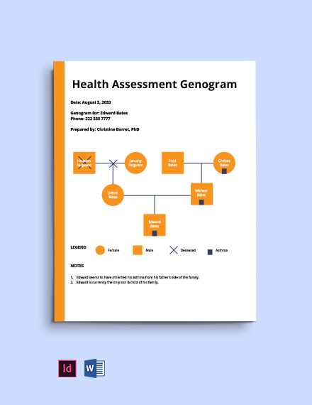 Health Assessment Genogram Template