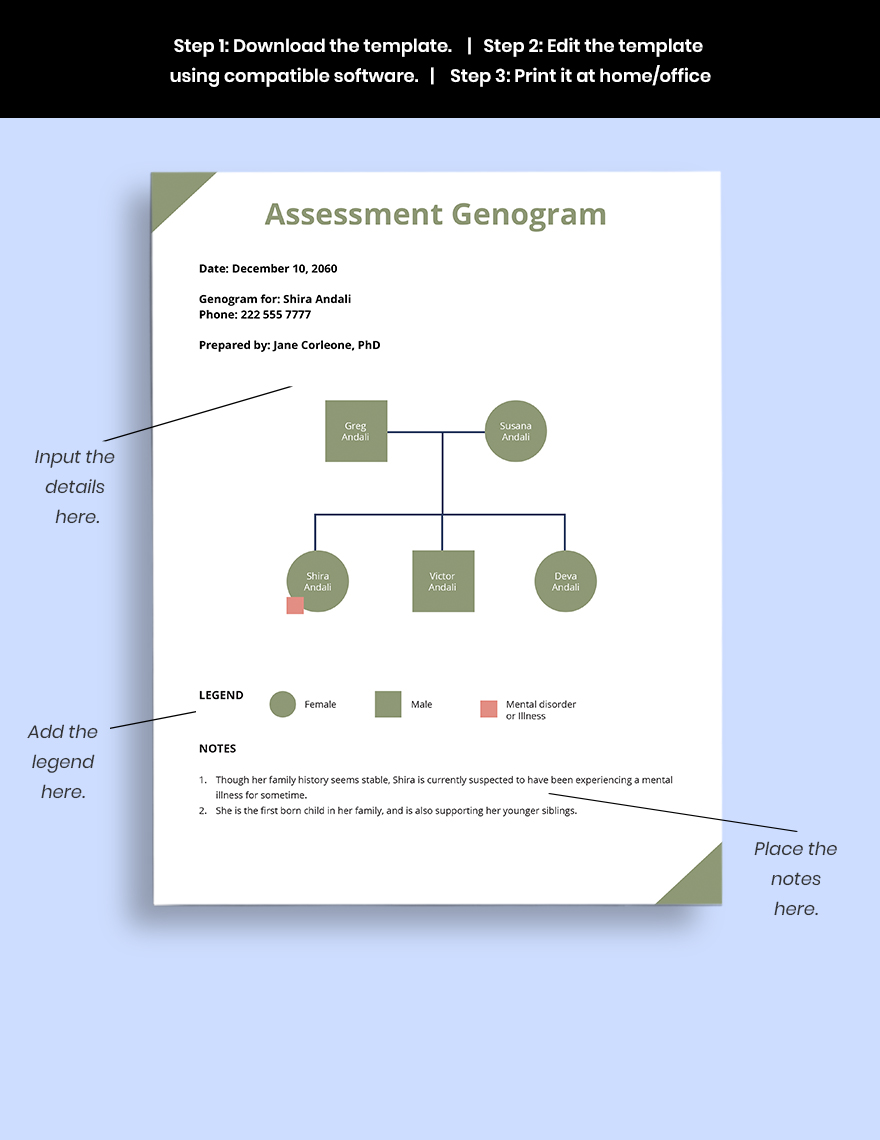 Basic Assessment Genogram Template