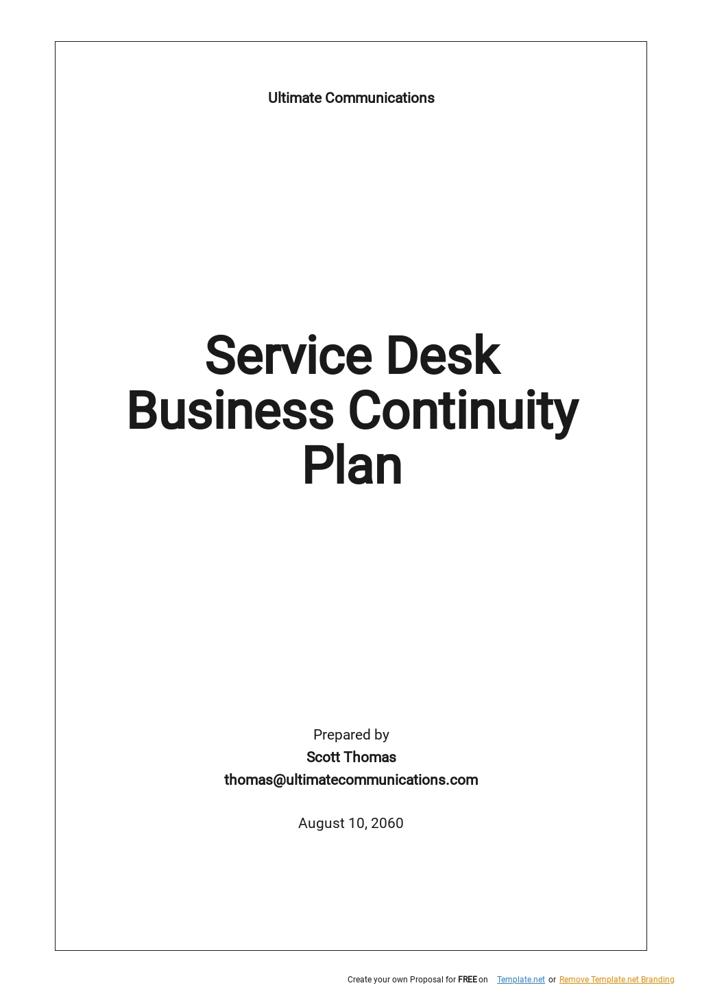 service desk business plan