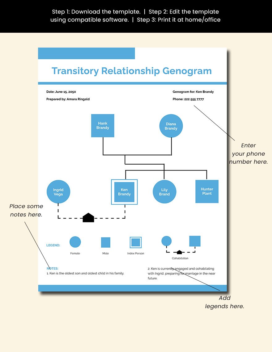 Transitory Relationship Genogram Template