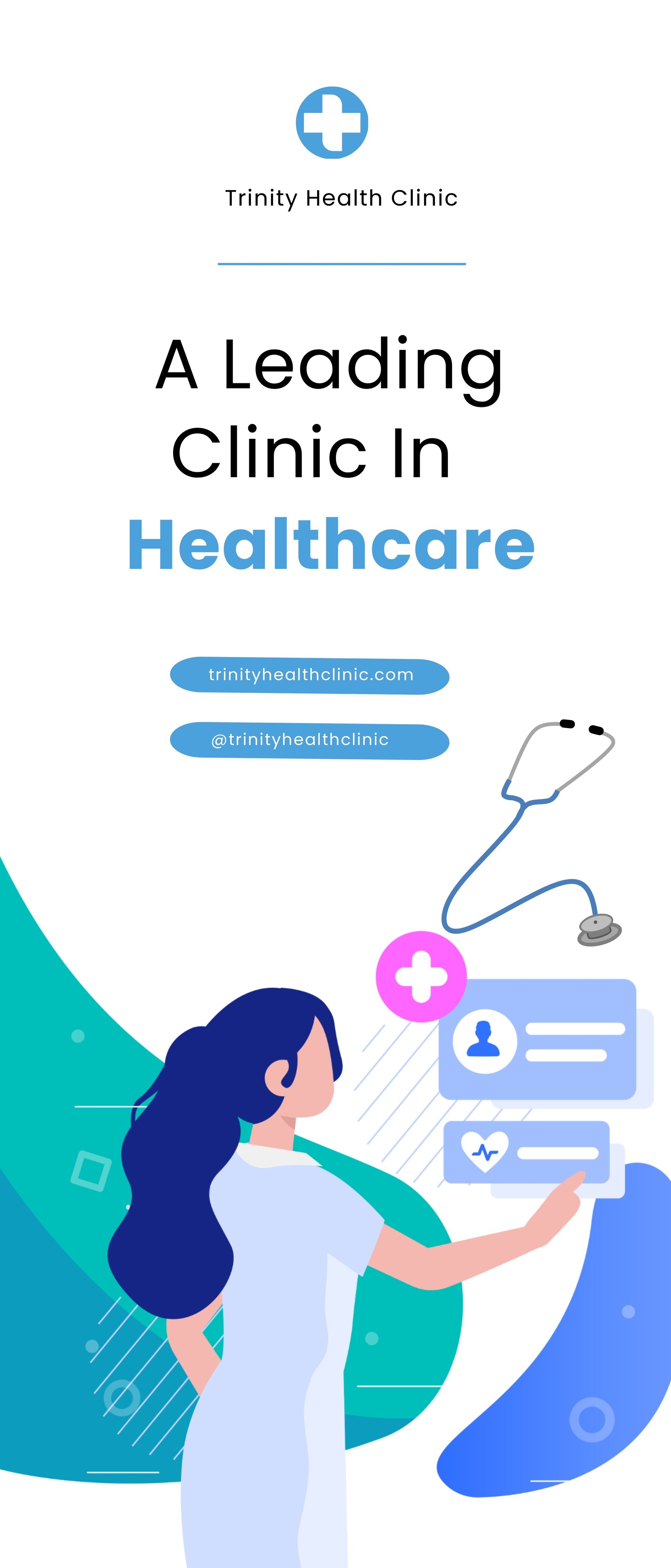 Health Clinic Rollup Banner Template in Word, Google Docs, Illustrator, PSD, Publisher