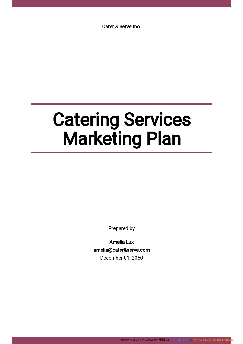 Catering Services Marketing Plan Template