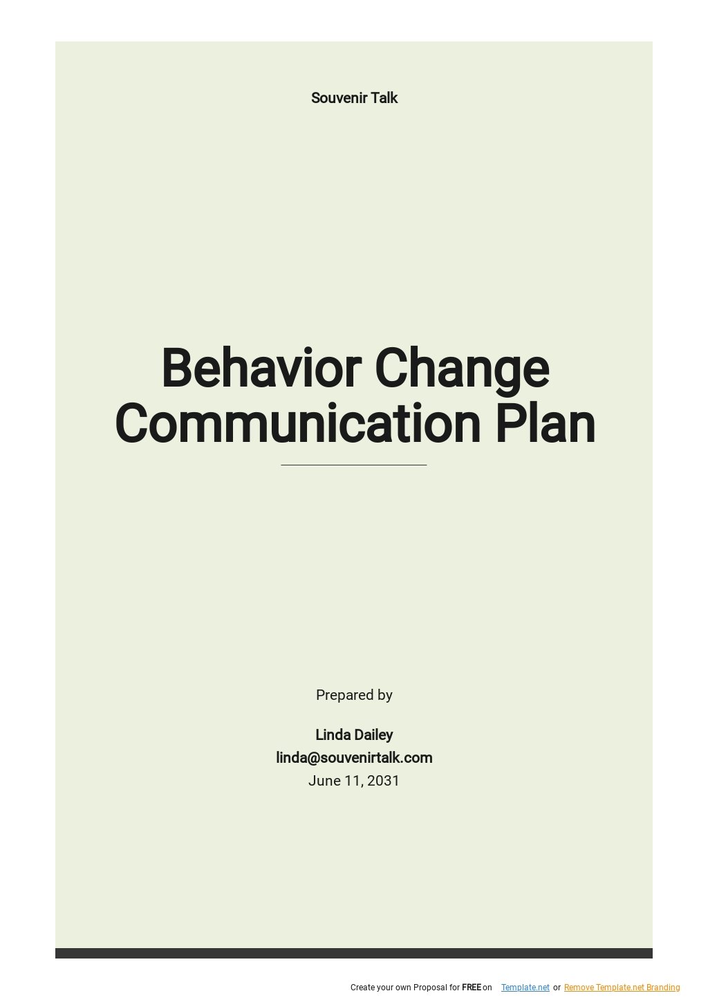 Behavior Change Communication Plan Template