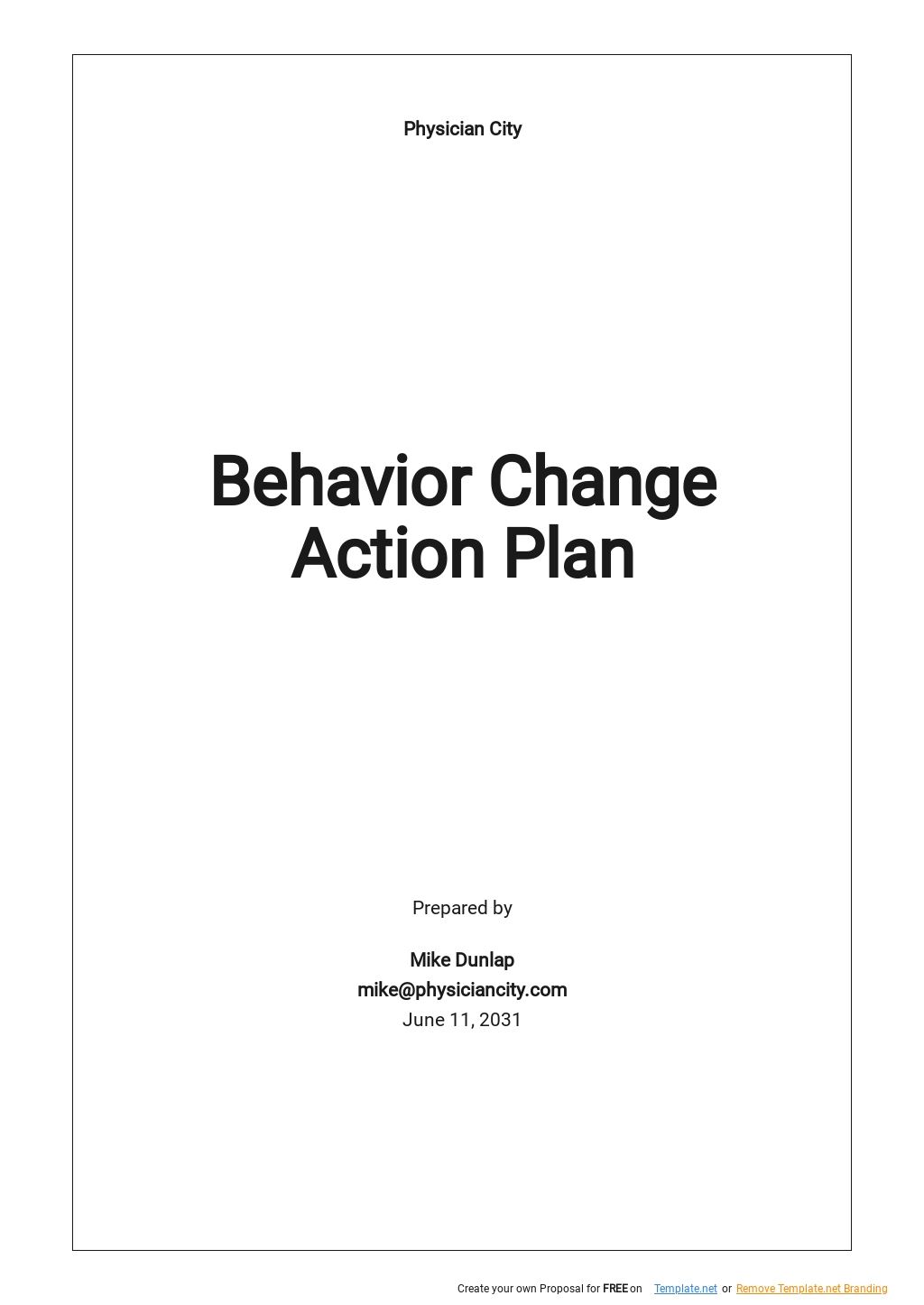 Behavior Change Action Plan Template