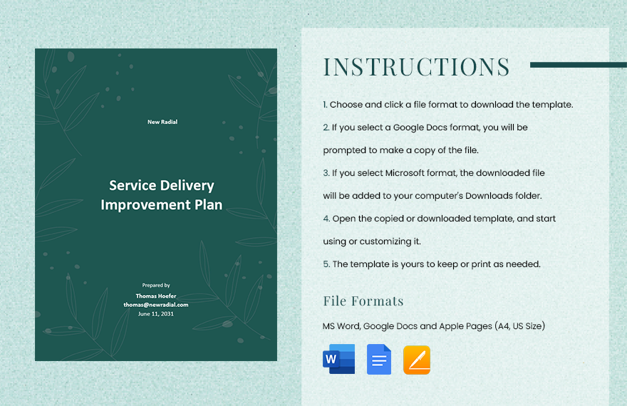 Service Delivery Improvement Plan Template