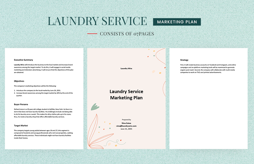 Laundry Service Marketing Plan Template