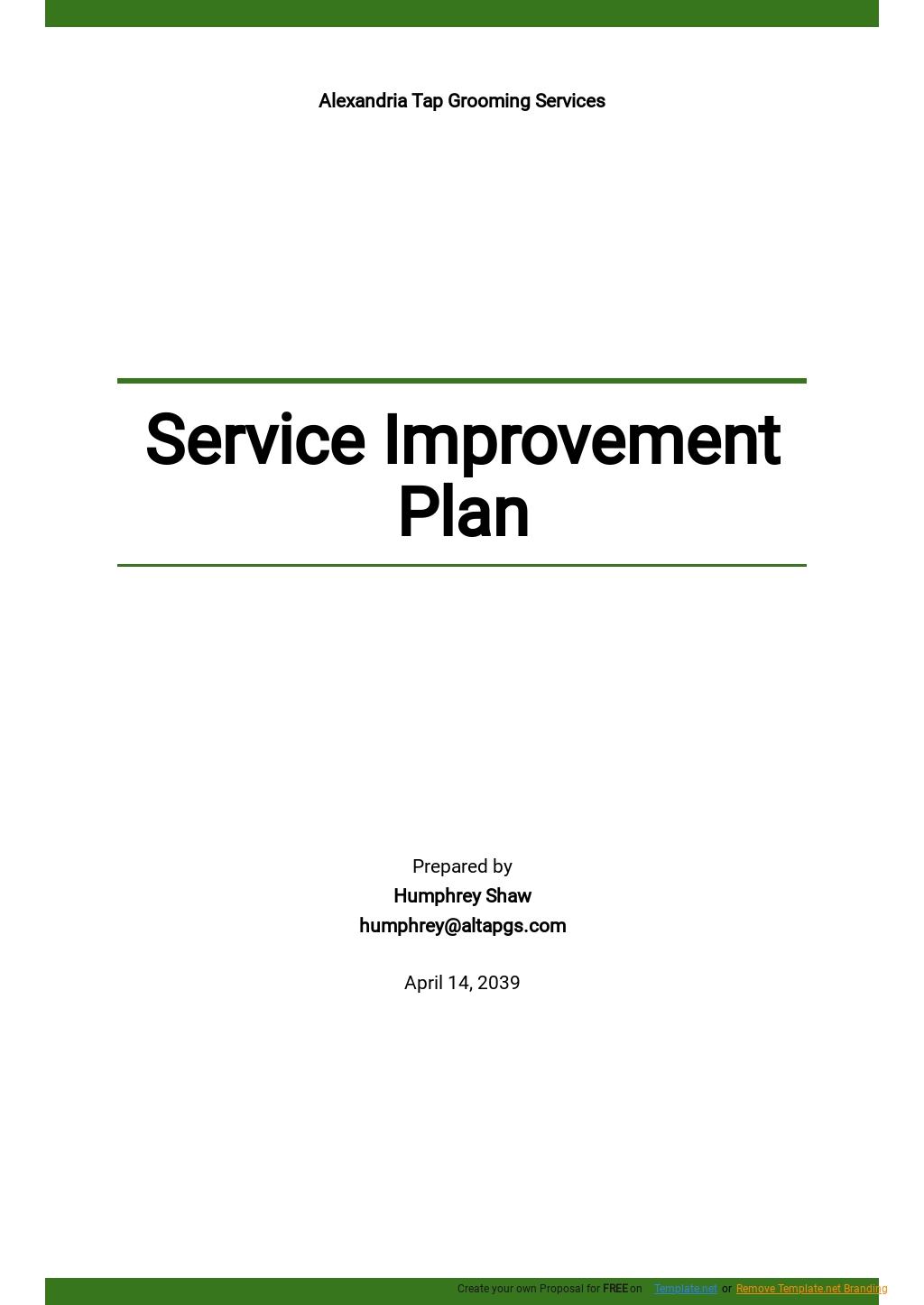 Service Improvement Plan Template