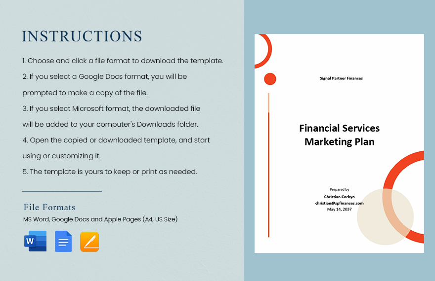 Financial Services Marketing Plan Template
