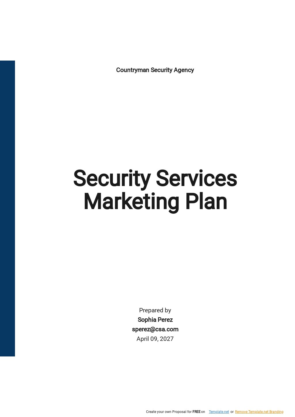 security company business plan sample pdf