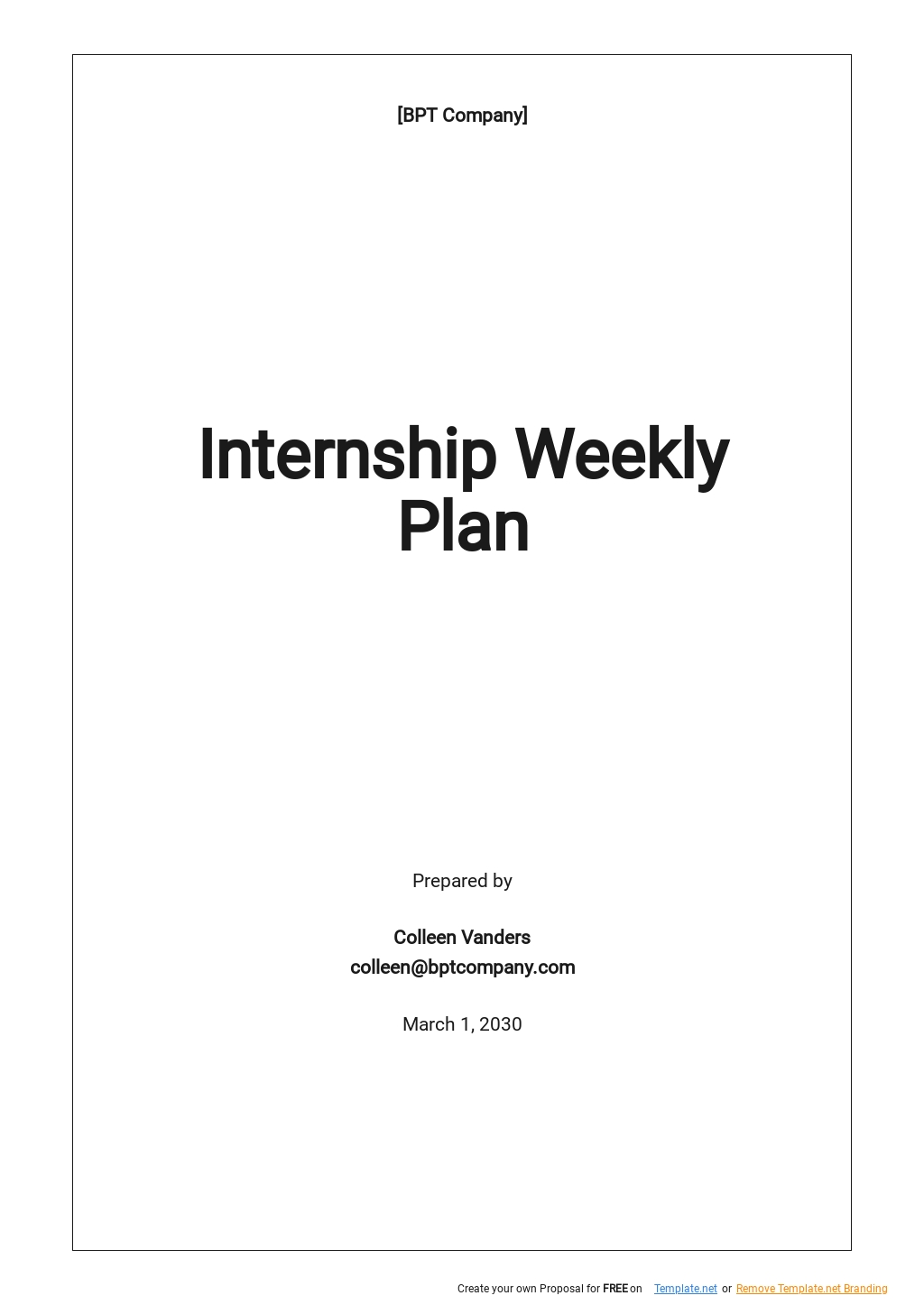 Internship Plans in Google docs Templates Designs Docs Free