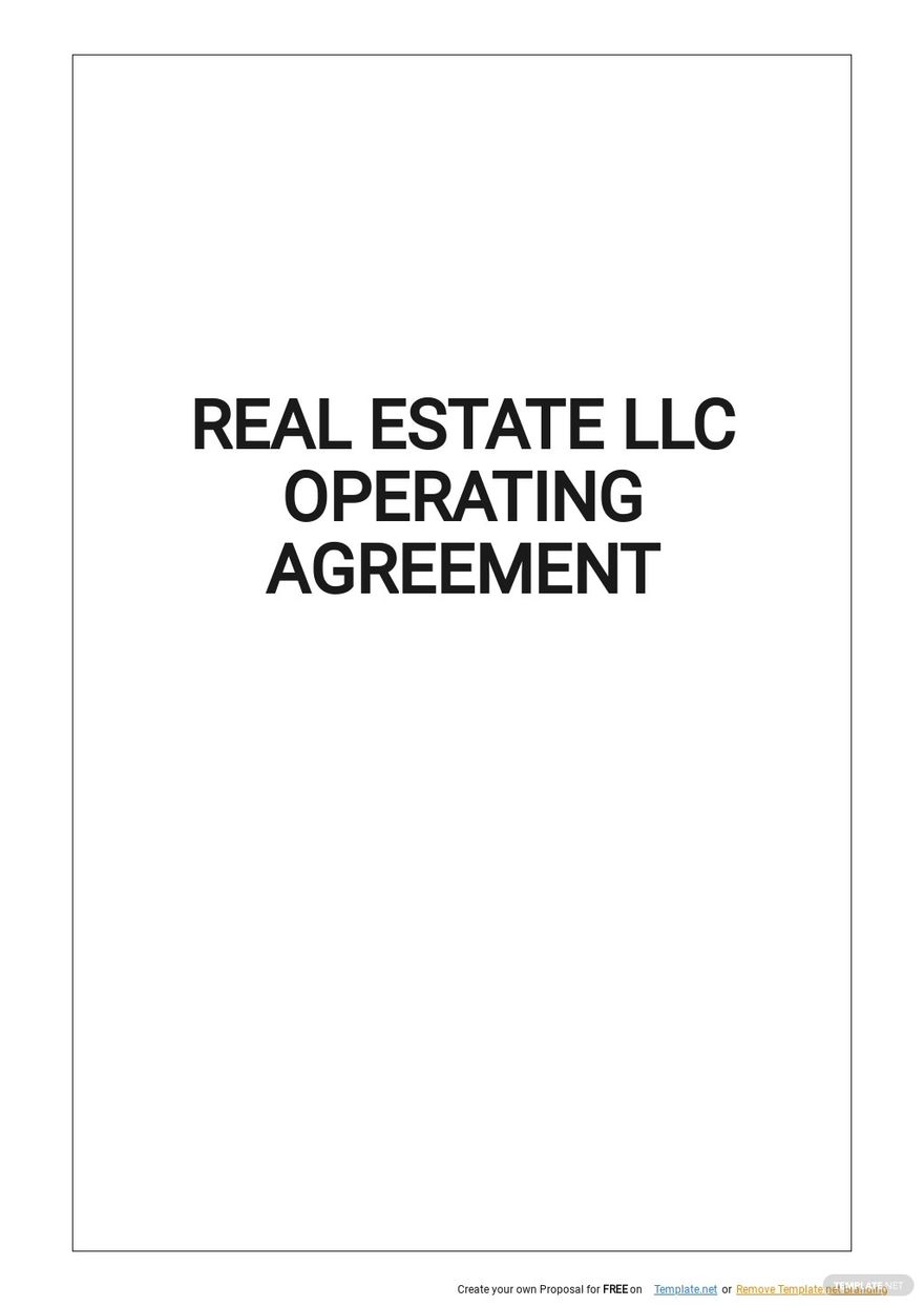 Real Estate LLC Operating Agreement Template Google Docs Word Apple