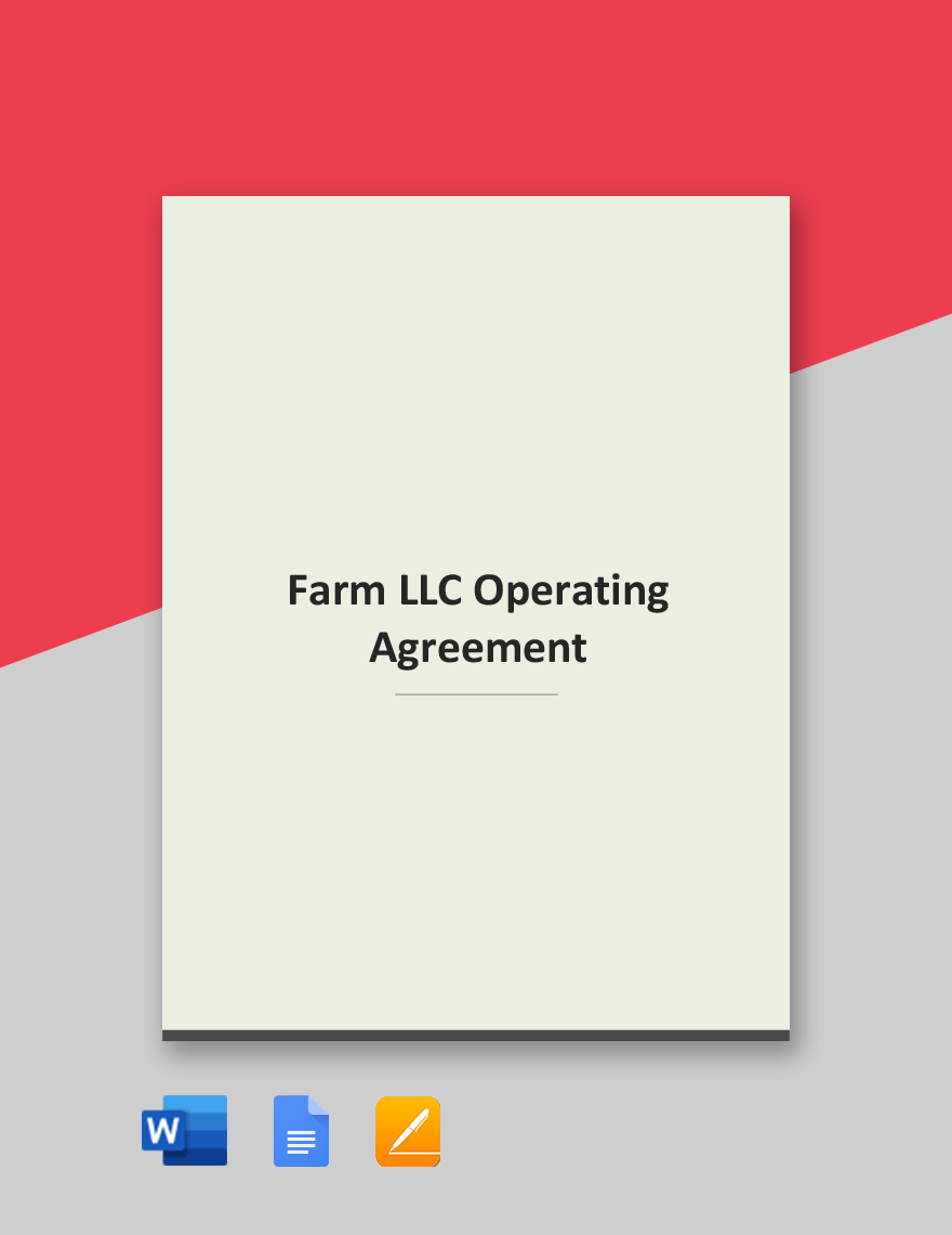 Farm LLC Operating Agreement Template  in Word, Google Docs, PDF, Apple Pages