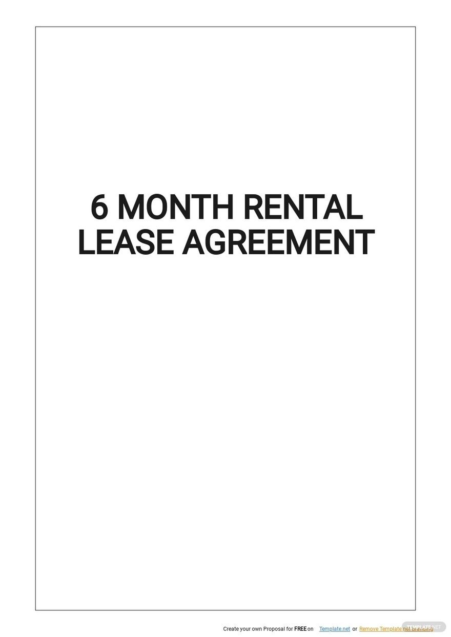 6 Month Rental Lease Agreement Template
