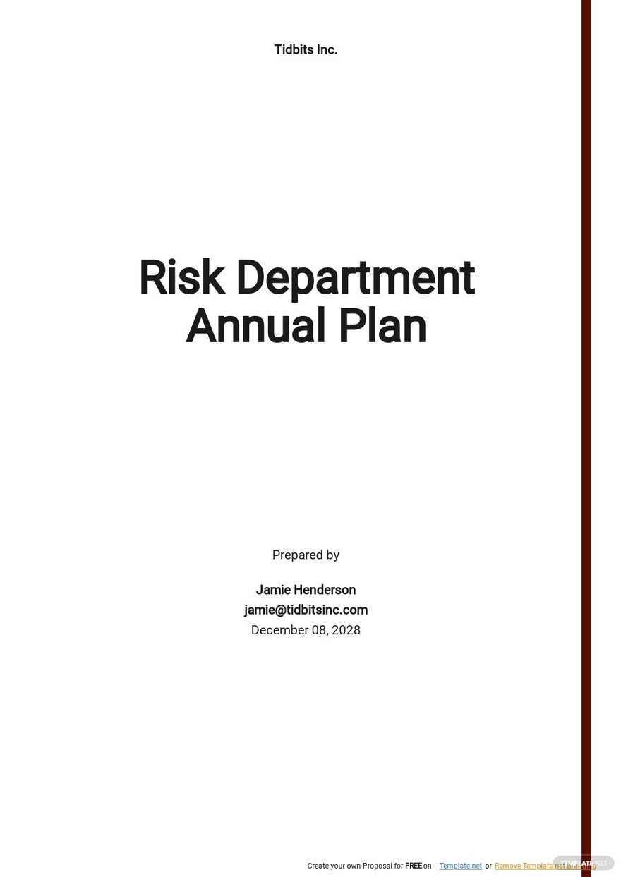 Risk Department Annual Plan Template Google Docs Word Apple Pages