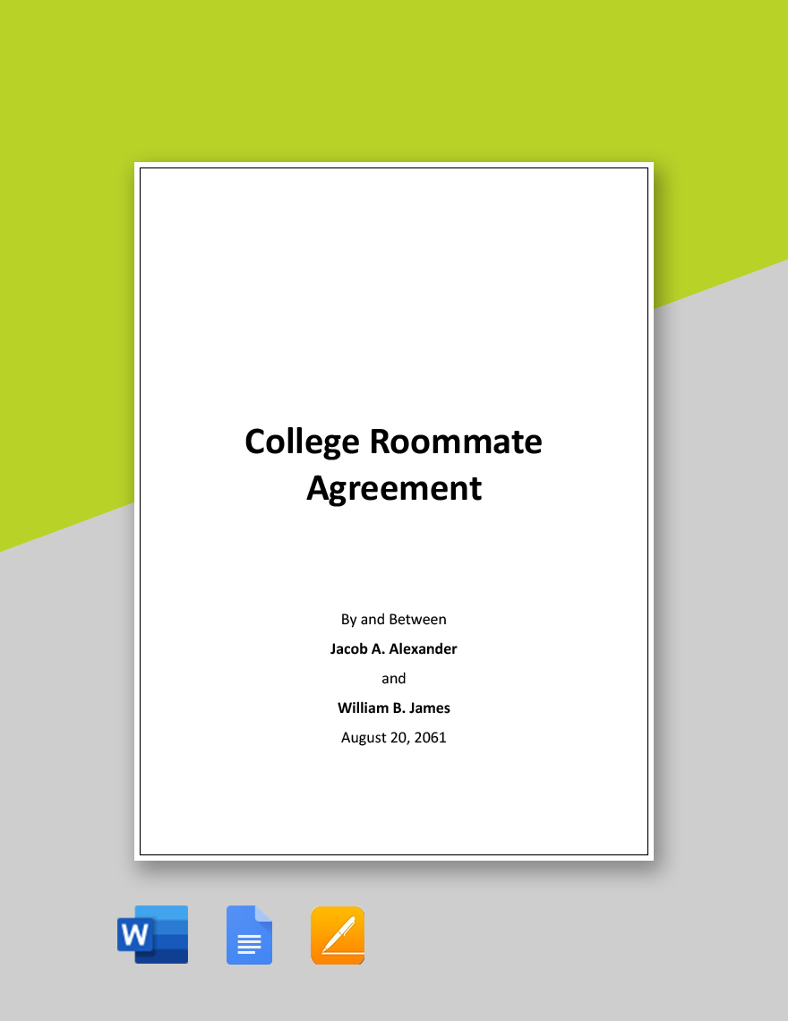 College Roommate Agreement Template  in Word, Google Docs, Apple Pages