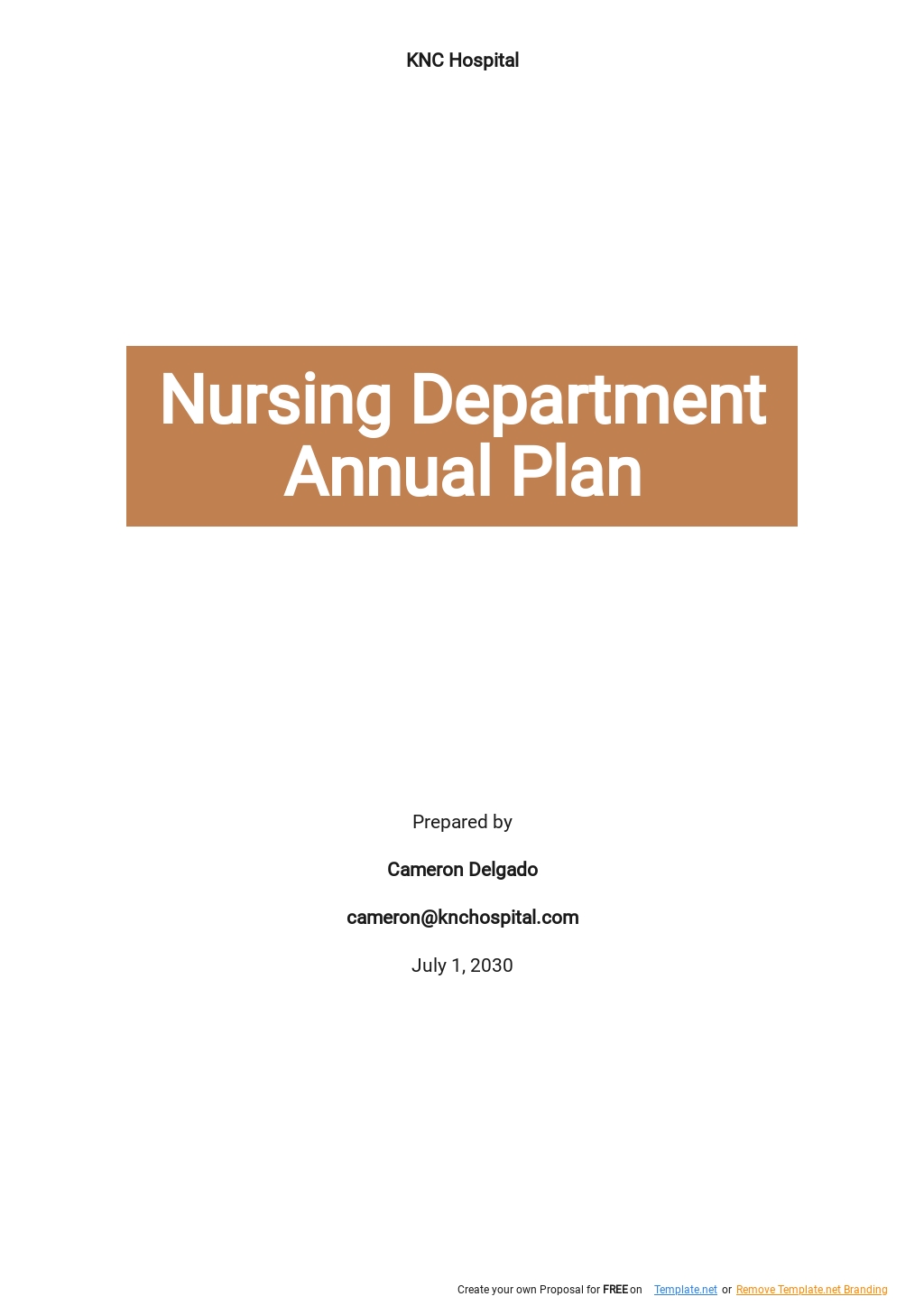 Free Nursing Department Annual Plan Template