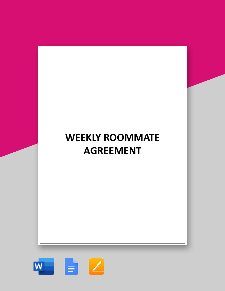 Weekly Roommate Agreement Template  in Word, Google Docs, Apple Pages
