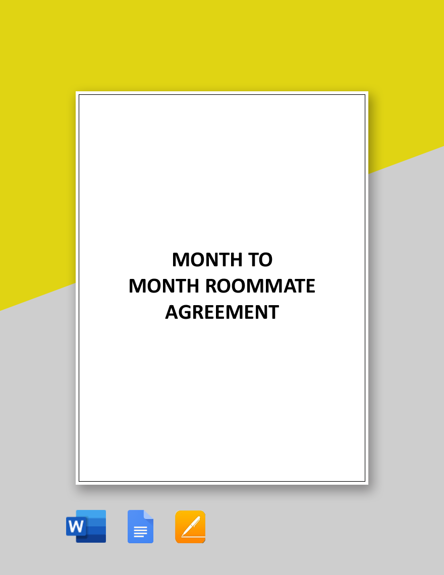 Month to Month Roommate Agreement Template