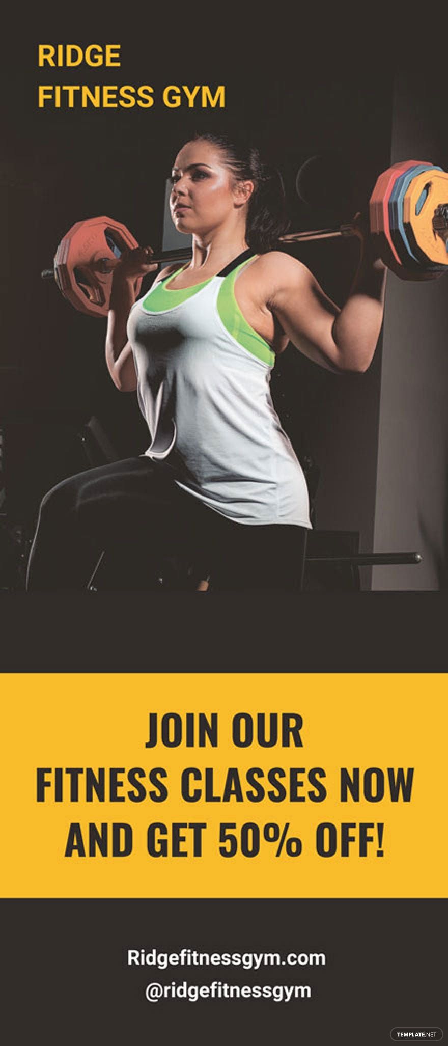 Online Gym Classes Roll Up Banner Template