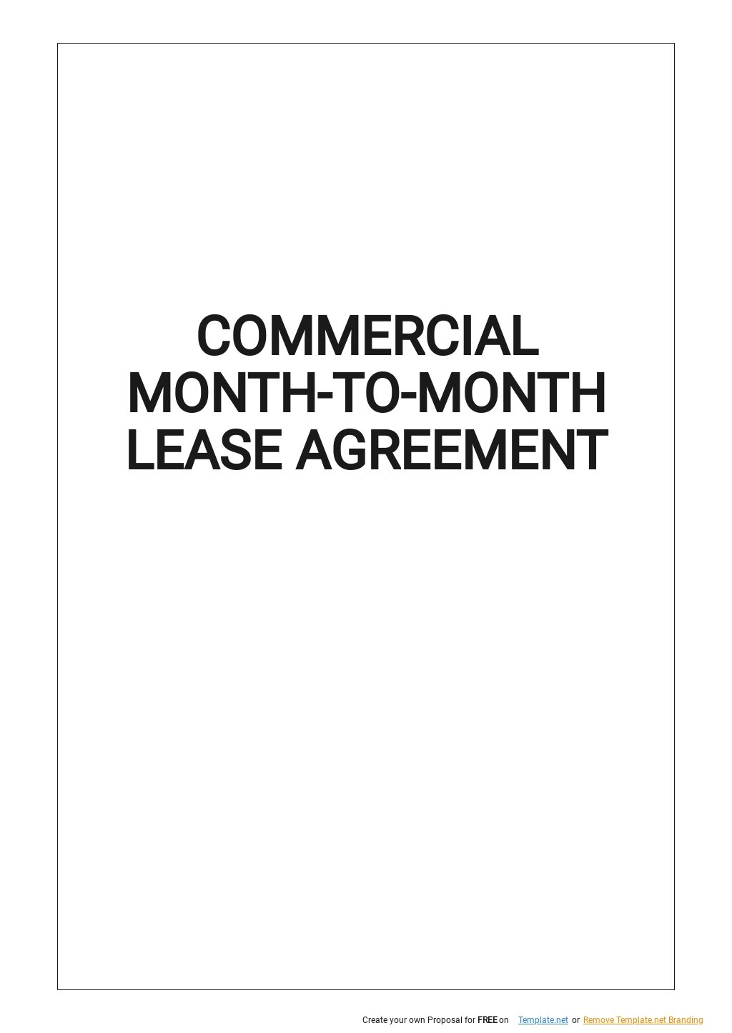 Commercial Month to Month Lease Agreement Template 