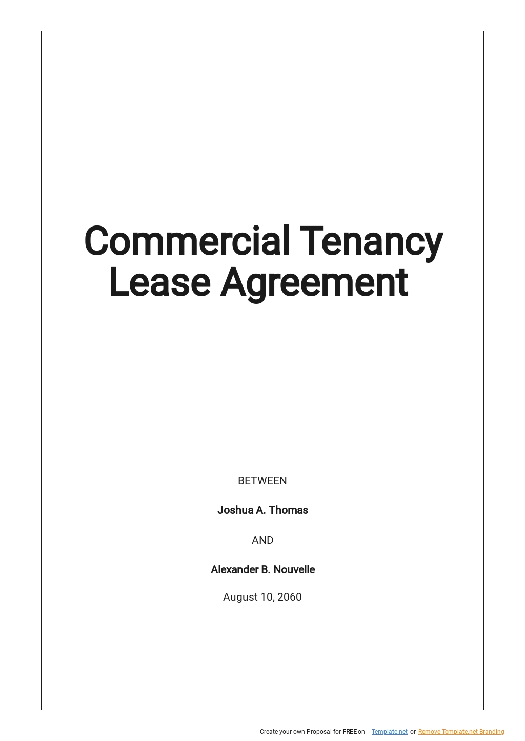 Commercial Tenancy Lease Agreement Template 