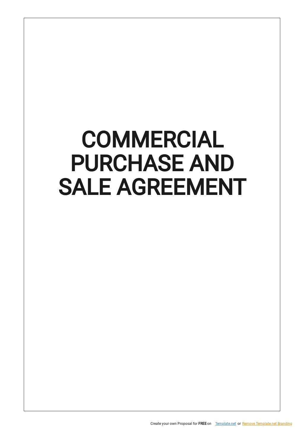 Free Commercial Purchase And Sale Agreement Template
