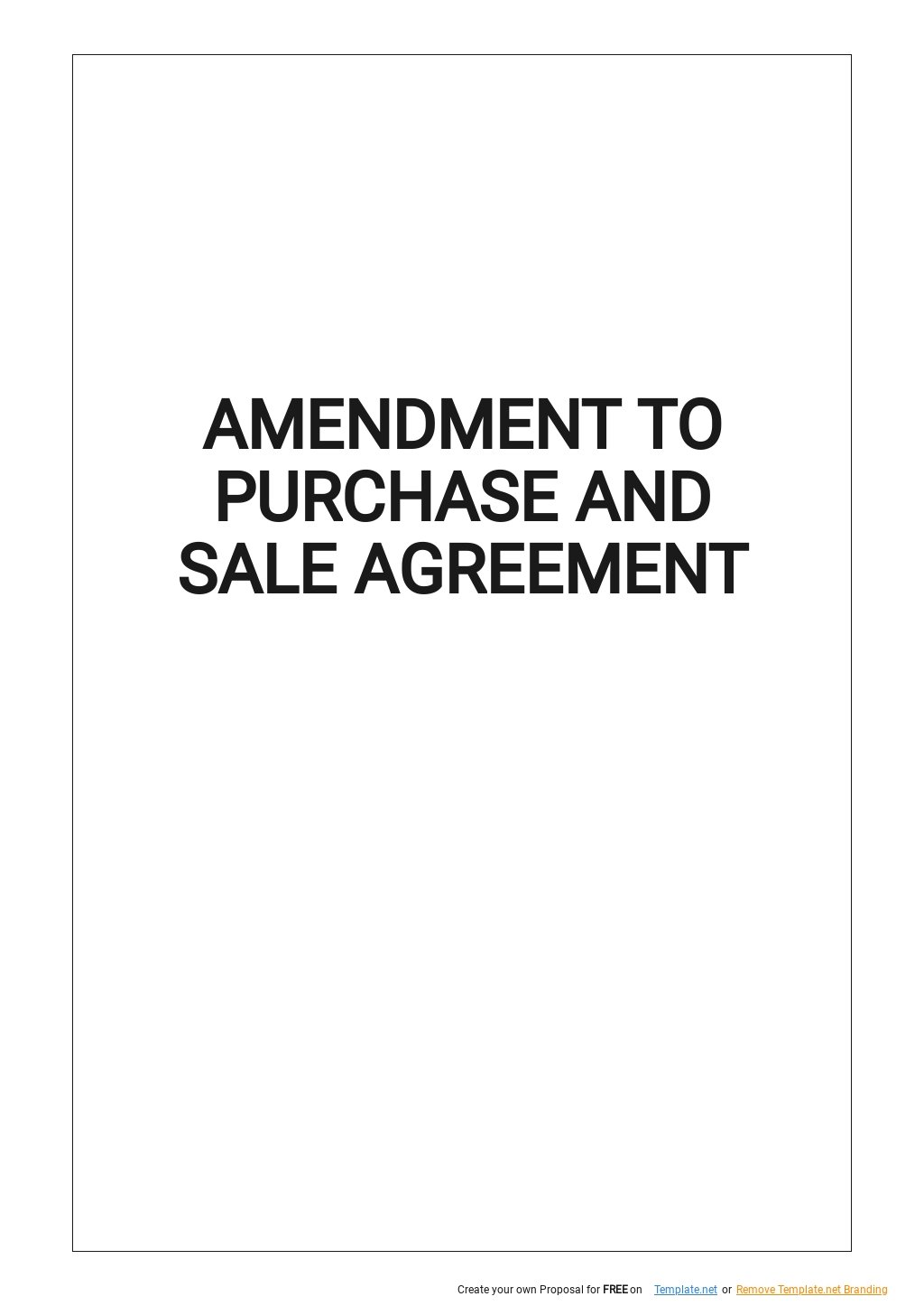 Amendment to Purchase and Sale Agreement Template