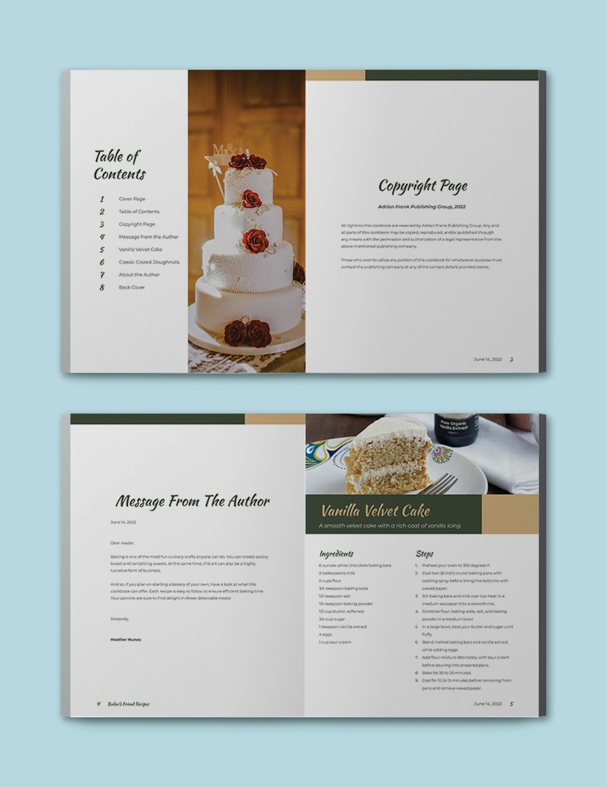 Sample Bakery Cookbook Template Format