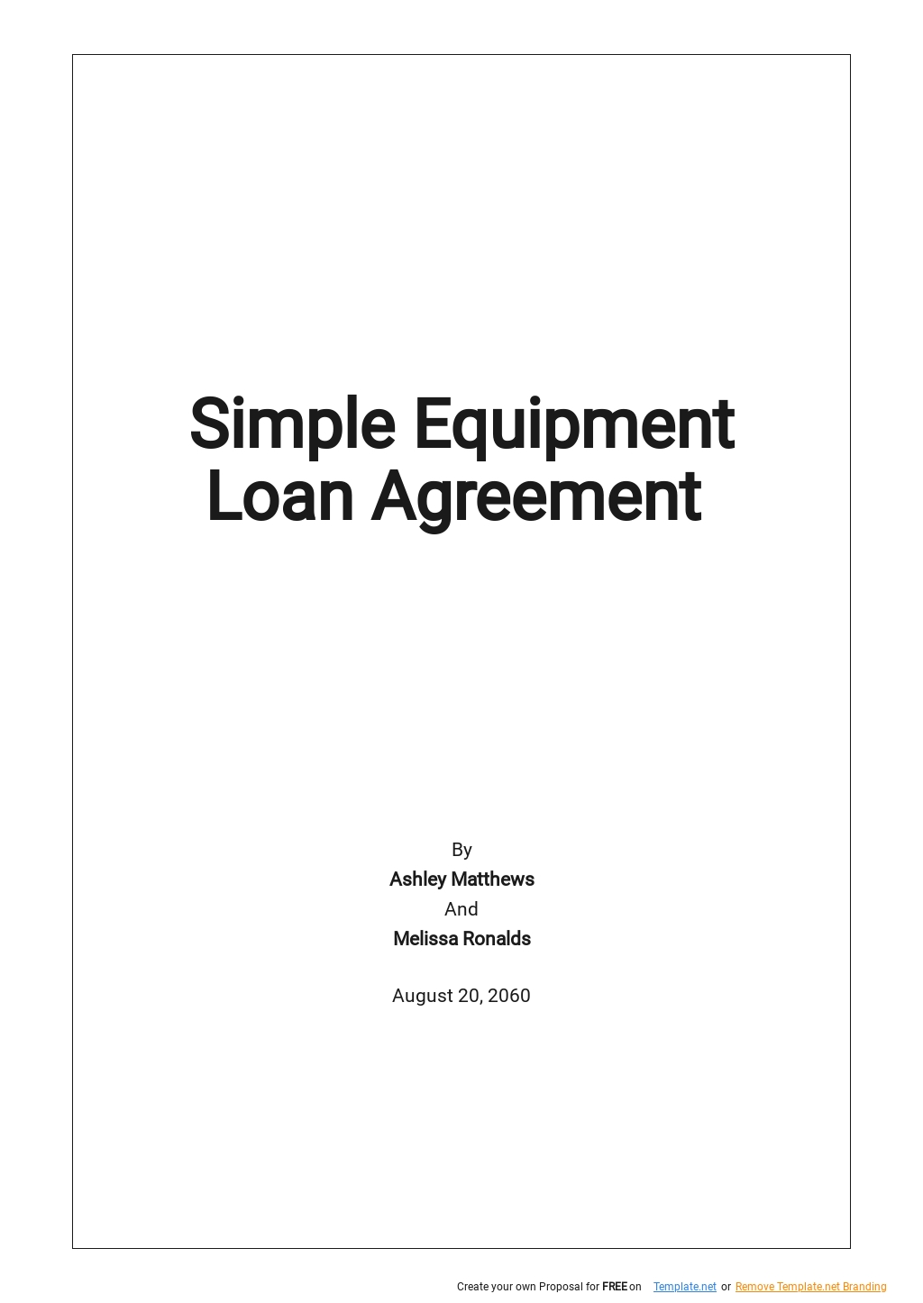 Equipment Loan Agreement Template