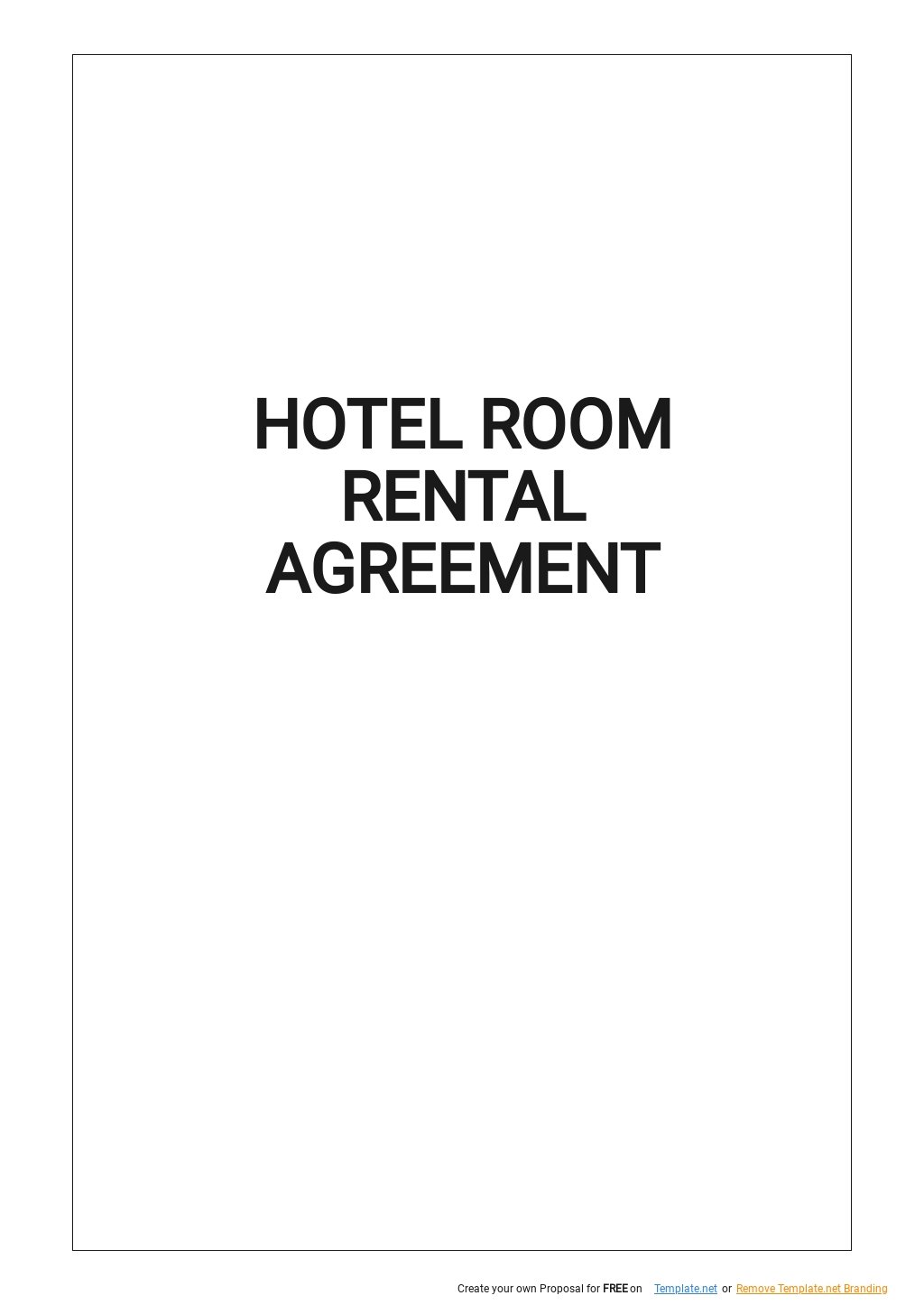 Hotel Room Rental Agreement Template 