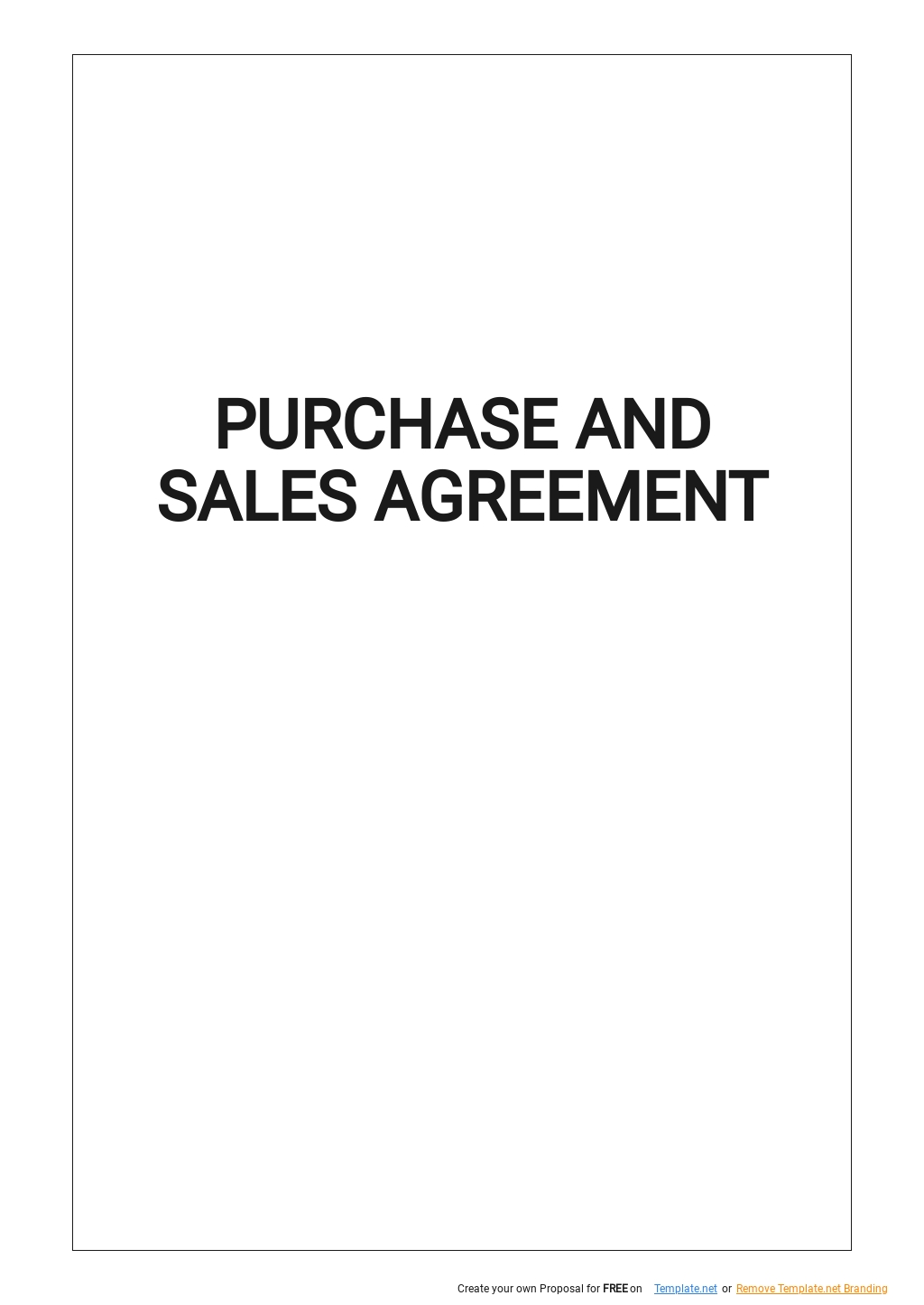 Free Simple Purchase And Sale Agreement Template