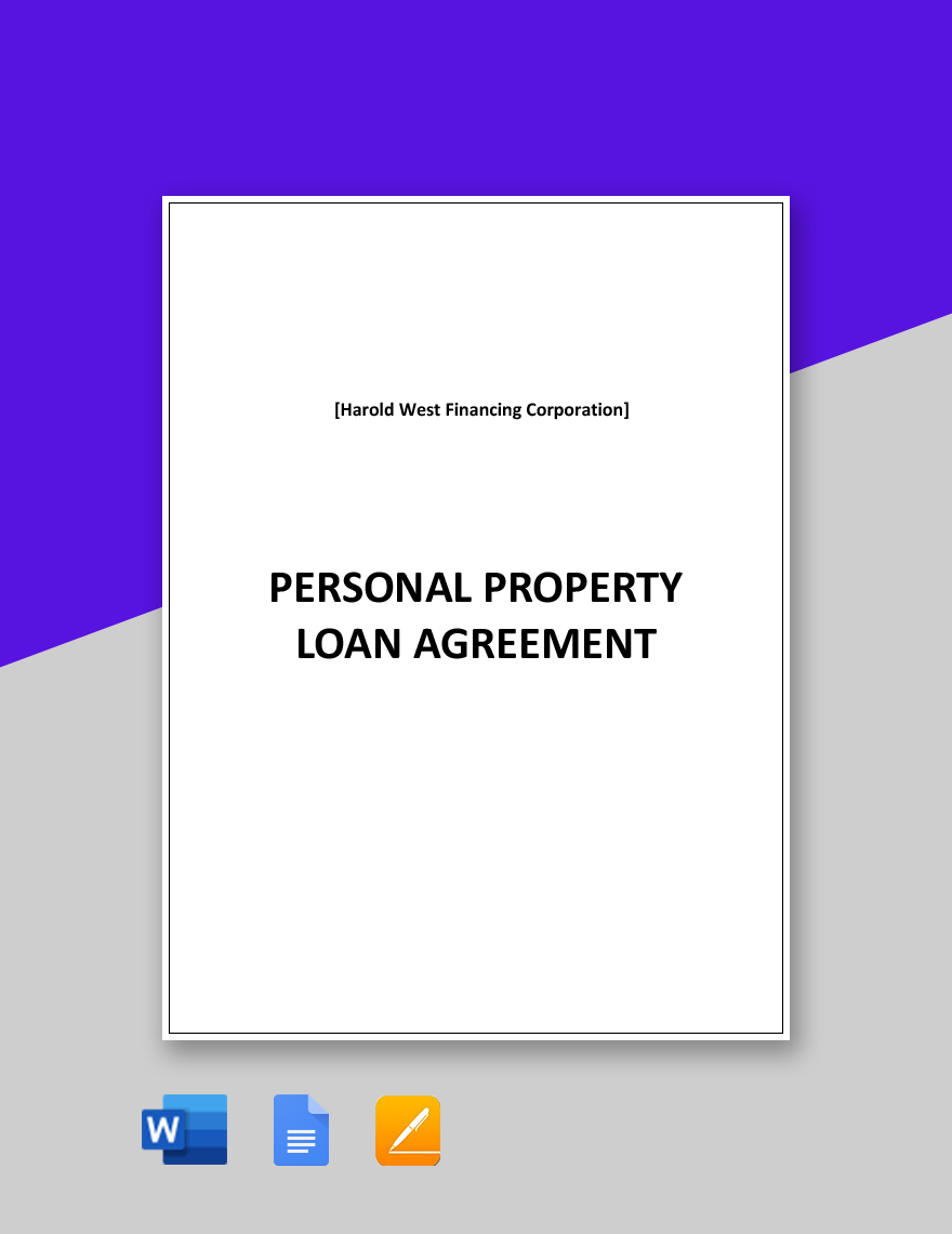 Personal Property Loan Agreement Template