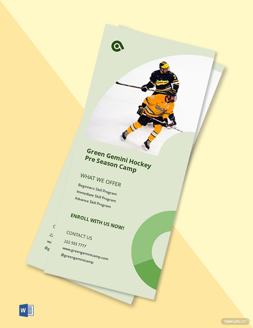 Ice Hockey DL Rack Card Template