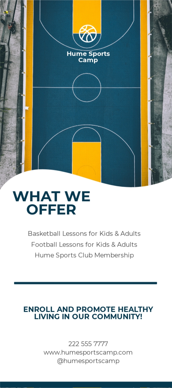 Sports Rack Card Template Word, Apple Pages, PSD, Publisher