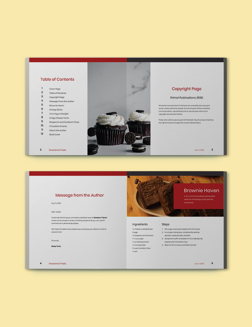 Square Bakery Cookbook Template Format