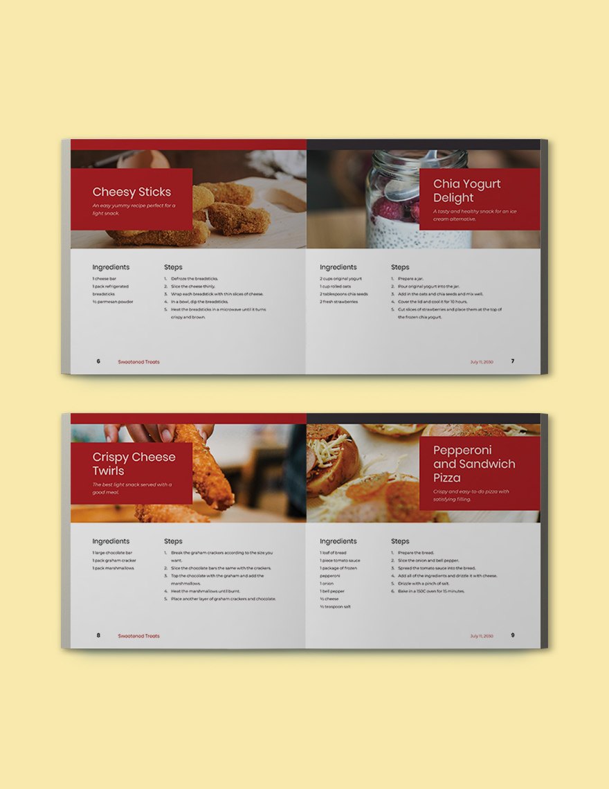 Square Bakery Cookbook Template Sample