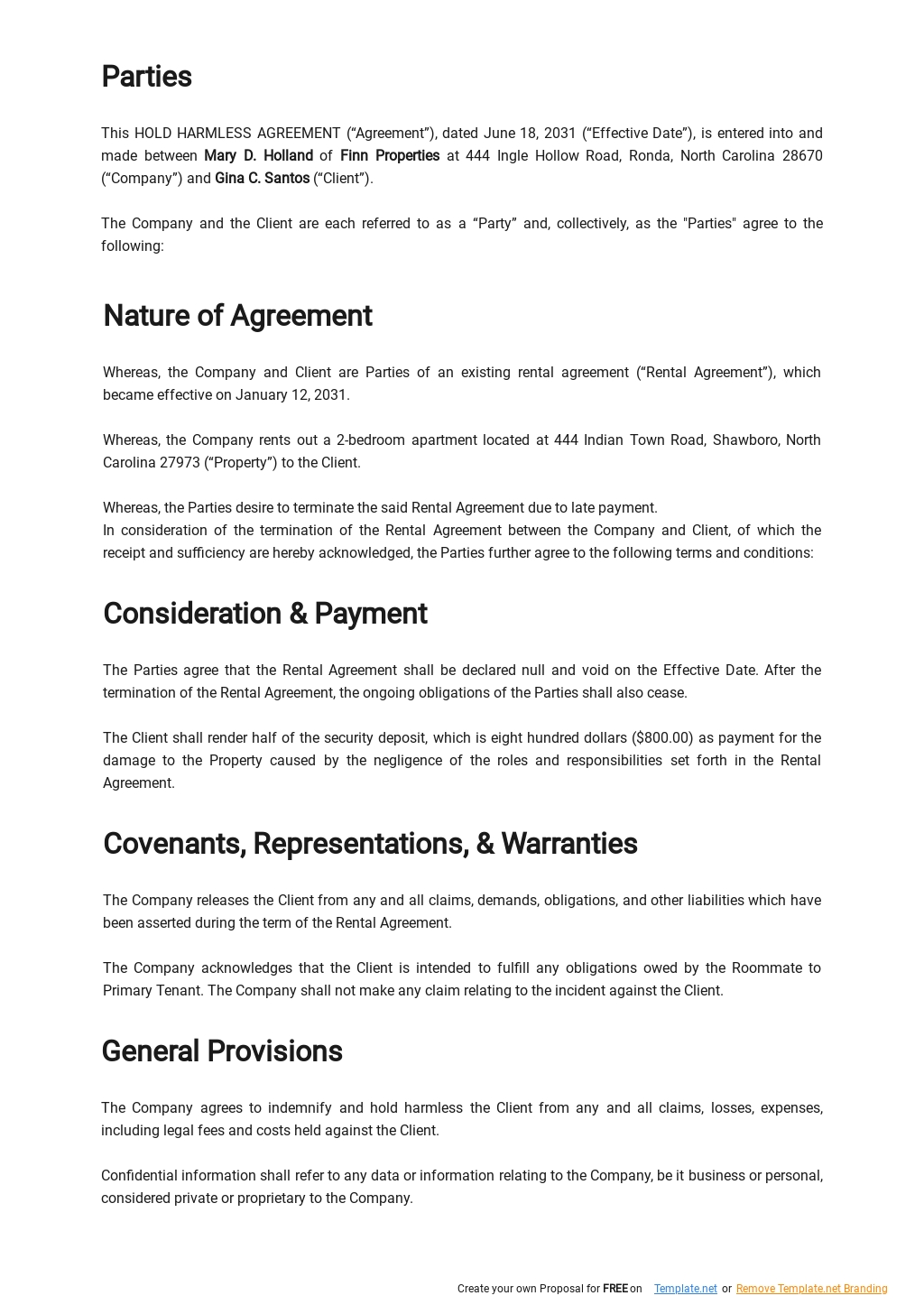 Release And Hold Harmless Agreement Template 1.jpe