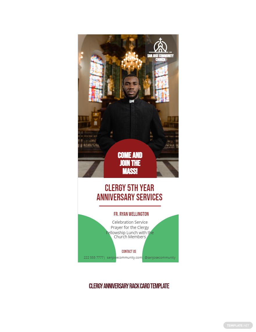 Clergy Anniversary Rack Card Template