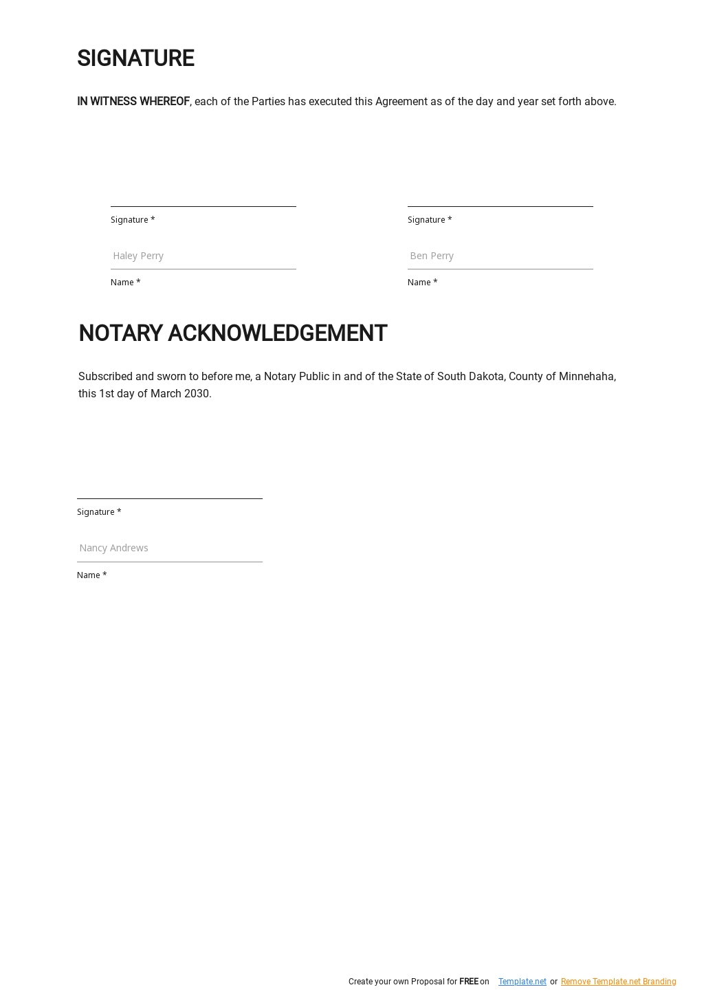 Notarized Custody Agreement Template