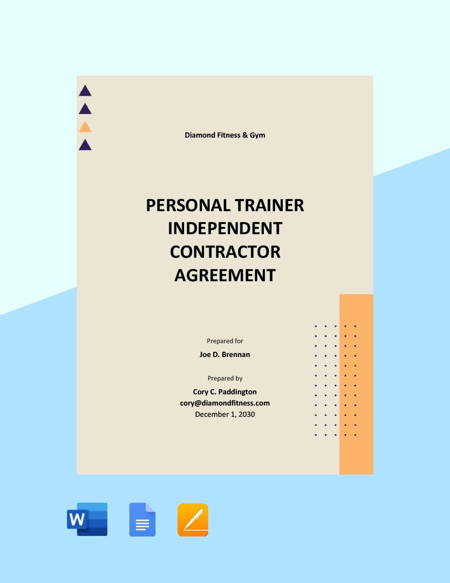 Personal Trainer Independent Contractor Agreement Template