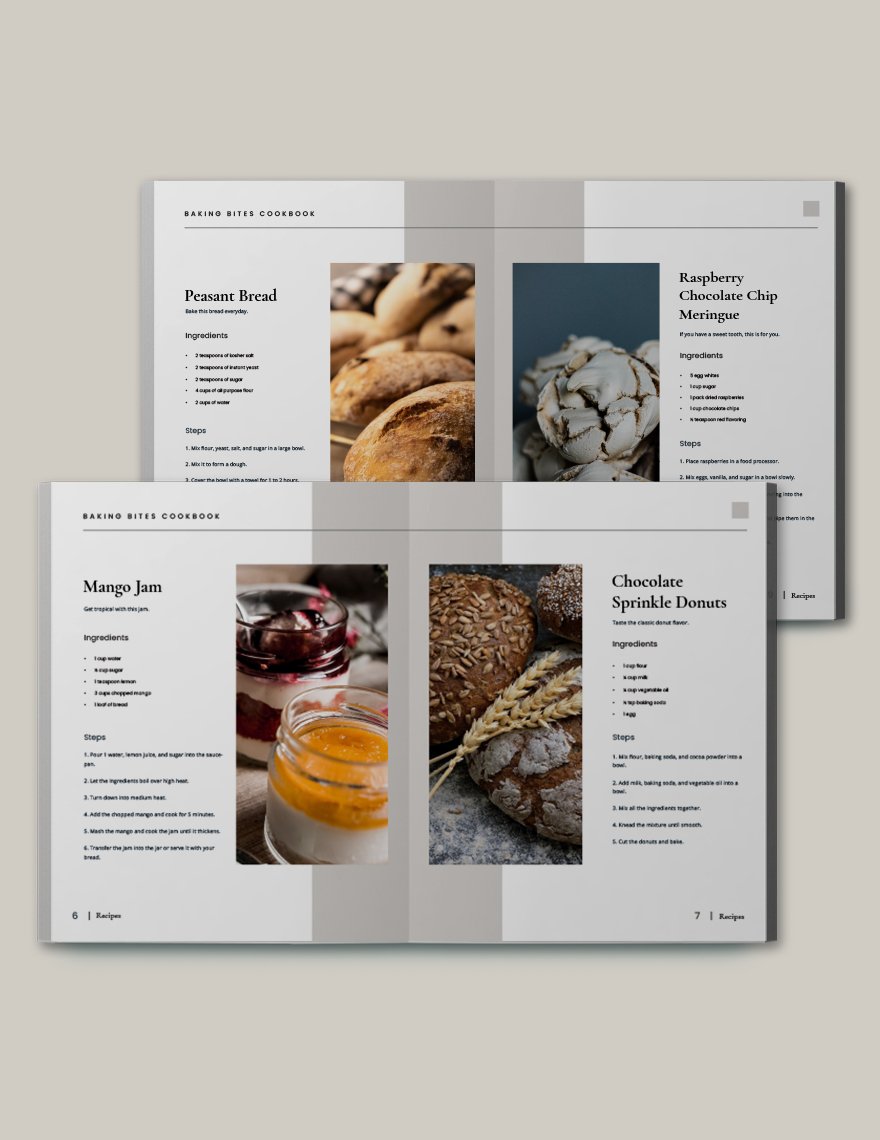 Editable Minimal Bakery Cookbook Template