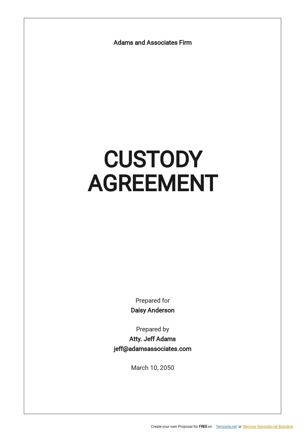 Child Custody Agreements Templates Word Format Free Download
