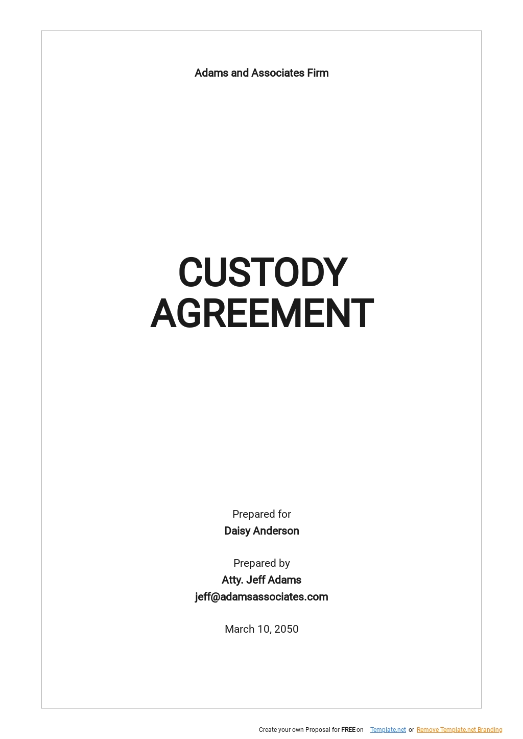 Child Custody Agreement Templates 7 Docs Free Downloads Template