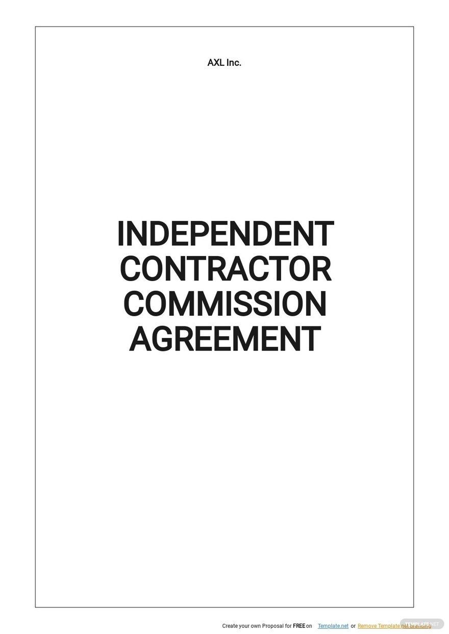 Free Independent Contractor Commission Agreement Template